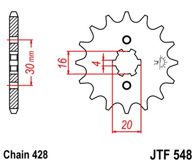 Řetězové kolečko JT JTF 548-13 13 zubů, 428 - Obrázek 2
