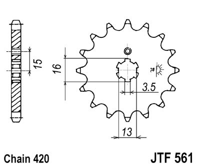 Řetězové kolečko JT JTF 561-15 15 zubů, 420 - Obrázek 2