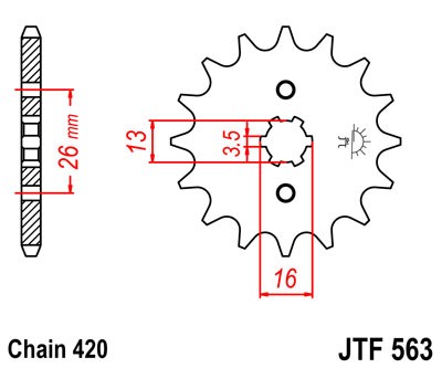 Řetězové kolečko JT JTF 563-14 14 zubů, 420 - Obrázek 2
