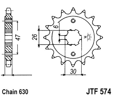 Řetězové kolečko JT JTF 574-16 16 zubů, 630 - Obrázek 2