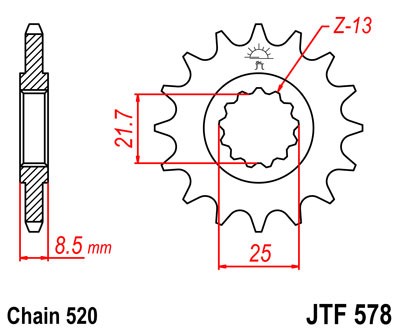 Řetězové kolečko JT JTF 578-18 18 zubů, 520 - Obrázek 2