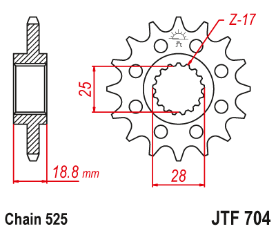 Řetězové kolečko JT JTF 704-15 15 zubů, 525 - Obrázek 2