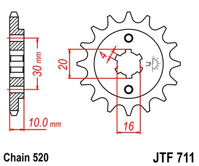 Řetězové kolečko JT JTF 711-12 12 zubů, 520 - Obrázek 2