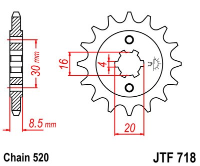 Řetězové kolečko JT JTF 718-12 12 zubů, 520 - Obrázek 2
