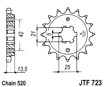 Řetězové kolečko JT JTF 723-14 14 zubů, 520 - Obrázek 2