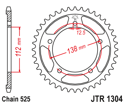 Řetězová rozeta JT JTR 1304-41ZBK 41 zubů, 525 Černý zinek - Obrázek 2