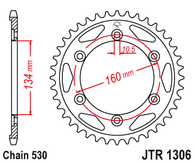 Řetězová rozeta JT JTR 1306-42ZBK 42 zubů, 530 Černý zinek - Obrázek 2