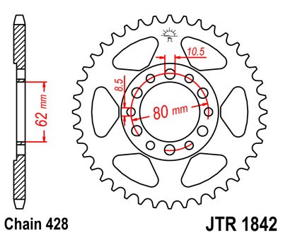 Řetězová sada D.I.D Chain - stříbrný řetěz 428 D, netěsněný, kolečko JT, rozeta JT pro YAMAHA DT 175 1974-1977 - Obrázek 5