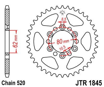 Řetězová rozeta JT JTR 1845-37 37 zubů, 520 - Obrázek 2