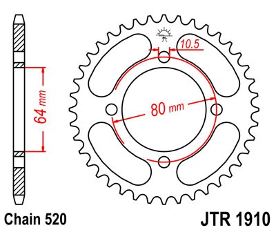 Řetězová rozeta JT JTR 1910-36 36 zubů, 520 - Obrázek 2
