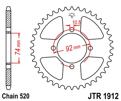 Řetězová rozeta JT JTR 1912-42 42 zubů, 520 - Obrázek 2