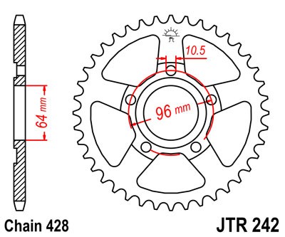 Řetězová rozeta JT JTR 242-53 53 zubů, 428 - Obrázek 2