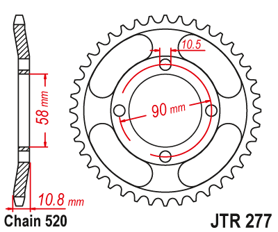 Řetězová rozeta JT JTR 277-45 45 zubů, 520 - Obrázek 2