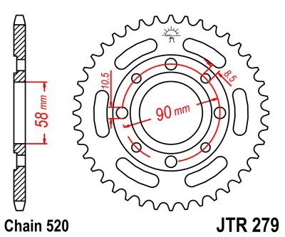 Řetězová rozeta JT JTR 279-30 30 zubů, 520 - Obrázek 2