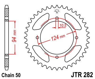 Řetězová rozeta JT JTR 282-36 36 zubů, 530 - Obrázek 2