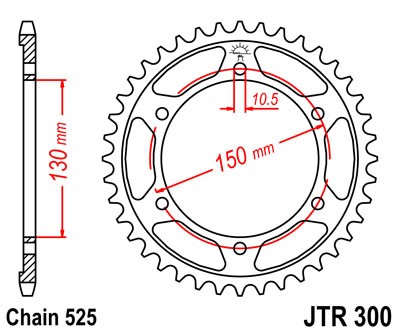 Řetězová rozeta JT JTR 300-42ZBK 42 zubů, 525 Černý zinek - Obrázek 2