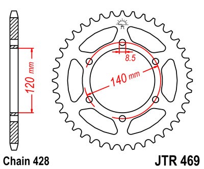 Řetězová rozeta JT JTR 469-44 44 zubů, 428 - Obrázek 2