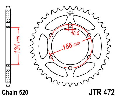 Řetězová rozeta JT JTR 472-48 48 zubů, 520 - Obrázek 2