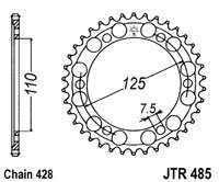 Řetězová sada D.I.D Chain - stříbrný řetěz 428 D, netěsněný, kolečko JT, rozeta JT pro GILERA Coguar 125 2001 - Obrázek 5