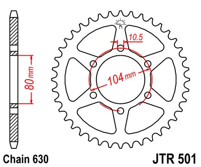 Řetězová rozeta JT JTR 501-32 32 zubů, 630 - Obrázek 2