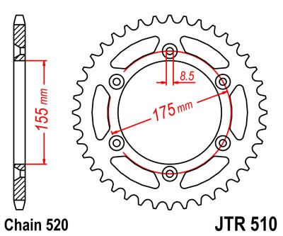 Řetězová rozeta JT JTR 510-46 46 zubů, 520 - Obrázek 2