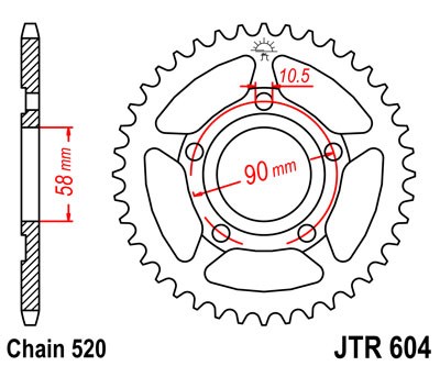 Řetězová rozeta JT JTR 604-38 38 zubů, 520 - Obrázek 2