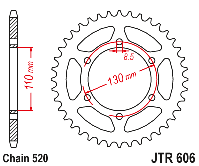 Řetězová rozeta JT JTR 606-43 43 zubů, 520 - Obrázek 3