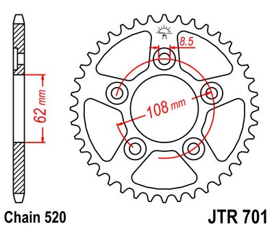Řetězová rozeta JT JTR 701-38 38 zubů, 520 - Obrázek 2