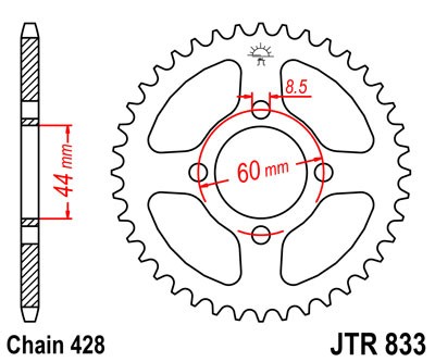 Řetězová rozeta JT JTR 833-41 41 zubů, 428 - Obrázek 2