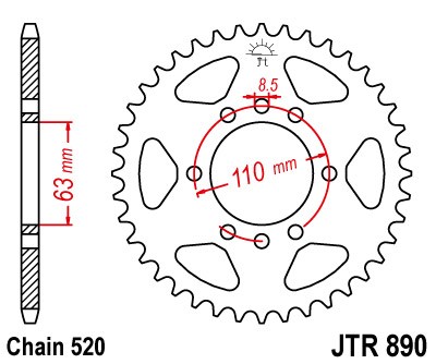 Řetězová sada EK - černý řetěz 520 SRX, X-kroužek, kolečko JT pogumované, rozeta JT pro KTM RC 390 2022-2024 - Obrázek 5