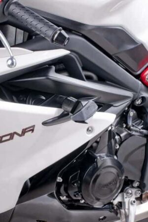 Pádové protektory rámu PUIG R12 6570N černý s šedou gumou pro TRIUMPH Daytona 675 2013-2017