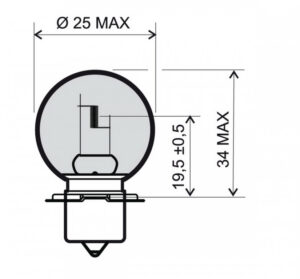 Přední světlo RMS 246510475 SB25 P26S 6V 15W