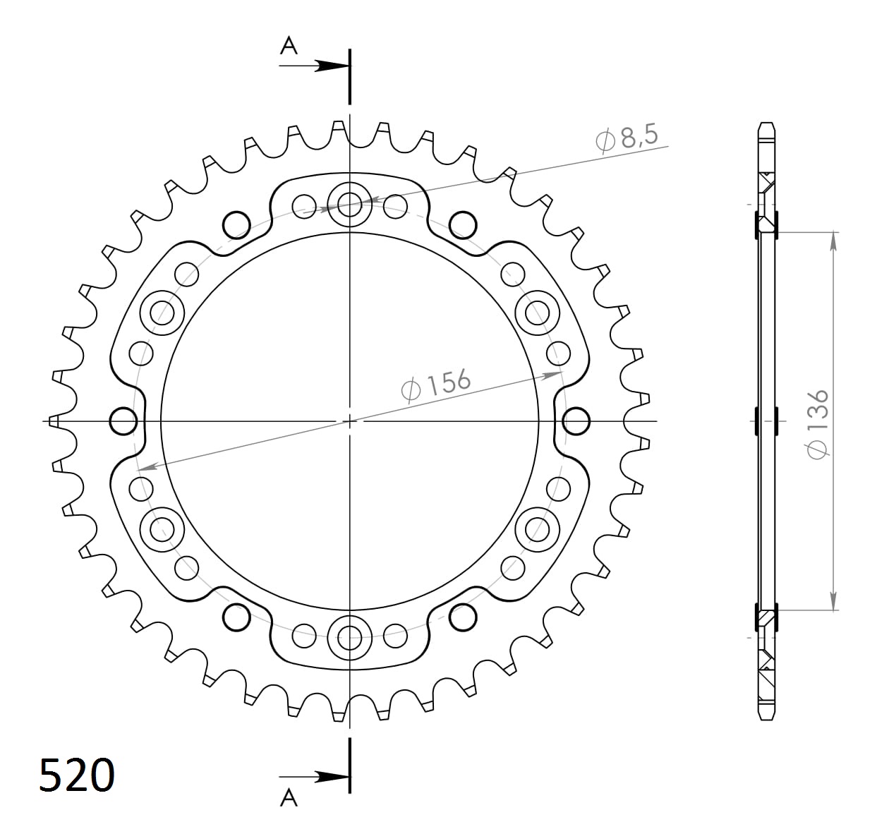 Rozeta SUPERSPROX STEALTH RST-1512:41-GLD zlatá 41 zubů, 520 - Obrázek 2