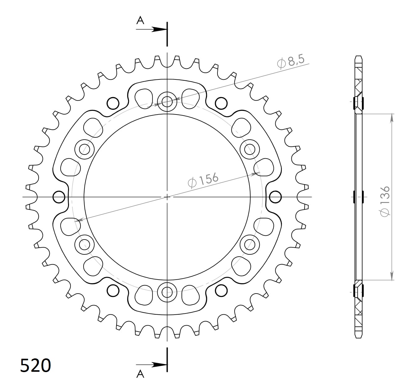 Rozeta SUPERSPROX STEALTH RST-1512:44-GLD zlatá 44 zubů, 520 - Obrázek 2