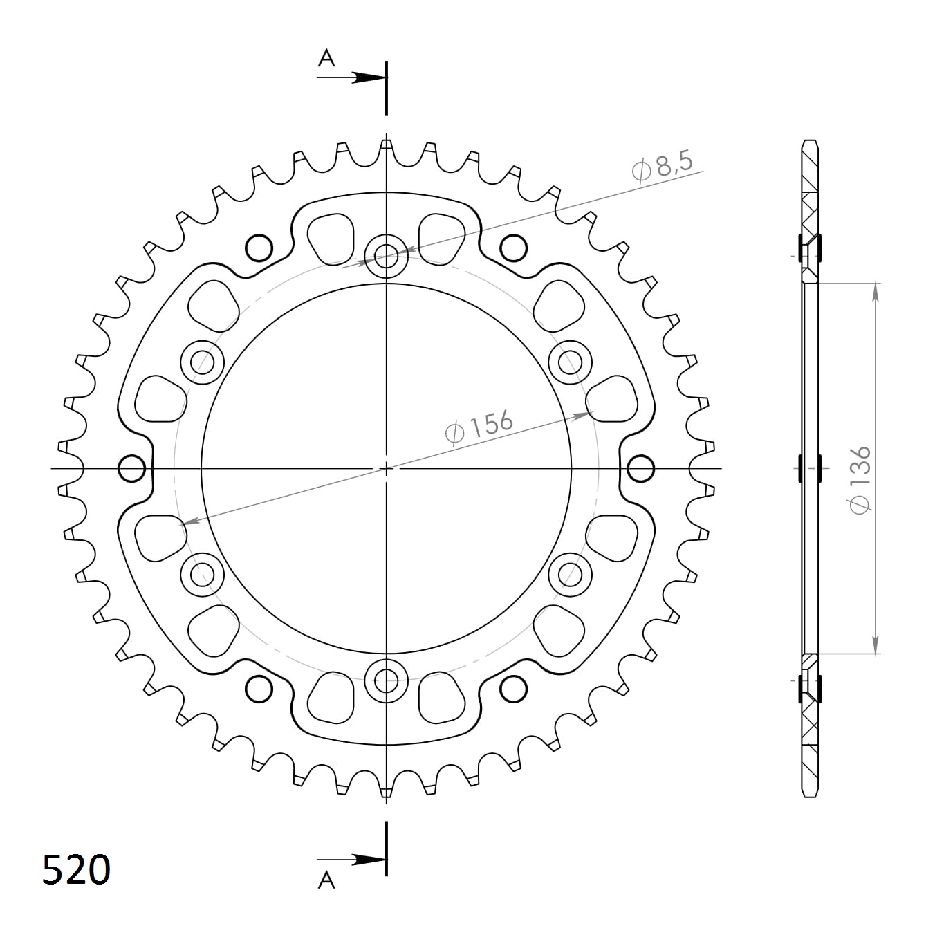 Rozeta SUPERSPROX STEALTH RST-1512:46-GLD zlatá 46 zubů, 520 - Obrázek 2