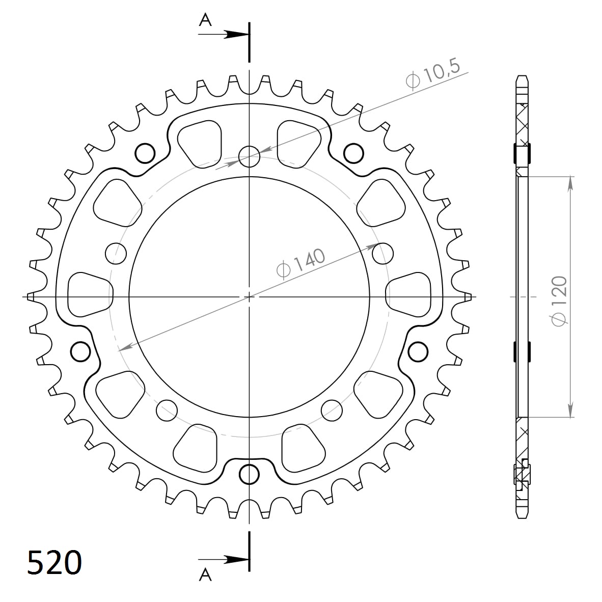 Rozeta SUPERSPROX STEALTH RST-1793:43-GLD zlatá 43 zubů, 520 - Obrázek 2