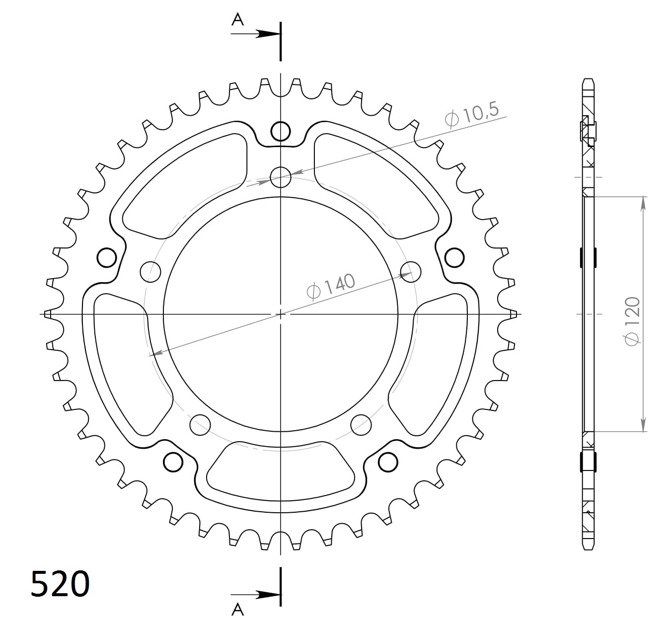 Rozeta SUPERSPROX STEALTH RST-1793:46-GLD zlatá 46 zubů, 520 - Obrázek 2