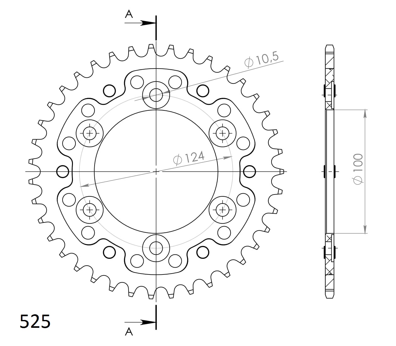 Rozeta SUPERSPROX STEALTH RST-745:38-BLK černý 38 zubů, 525 - Obrázek 2