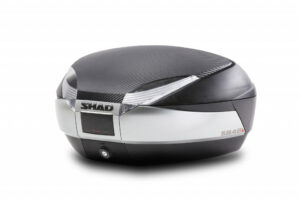Vrchní kufr na motorku s barevným krytem SHAD SH48 Karbon se zámkem PREMIUM SMART
