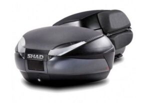 Vrchní kufr na motorku SHAD SH48 D0B48306R Tmavě šedý s opěrkou, karbonový kryt a zámek PREMIUM SMART